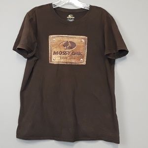 𝅺mossy Oak men's brown logo tee shirt size M